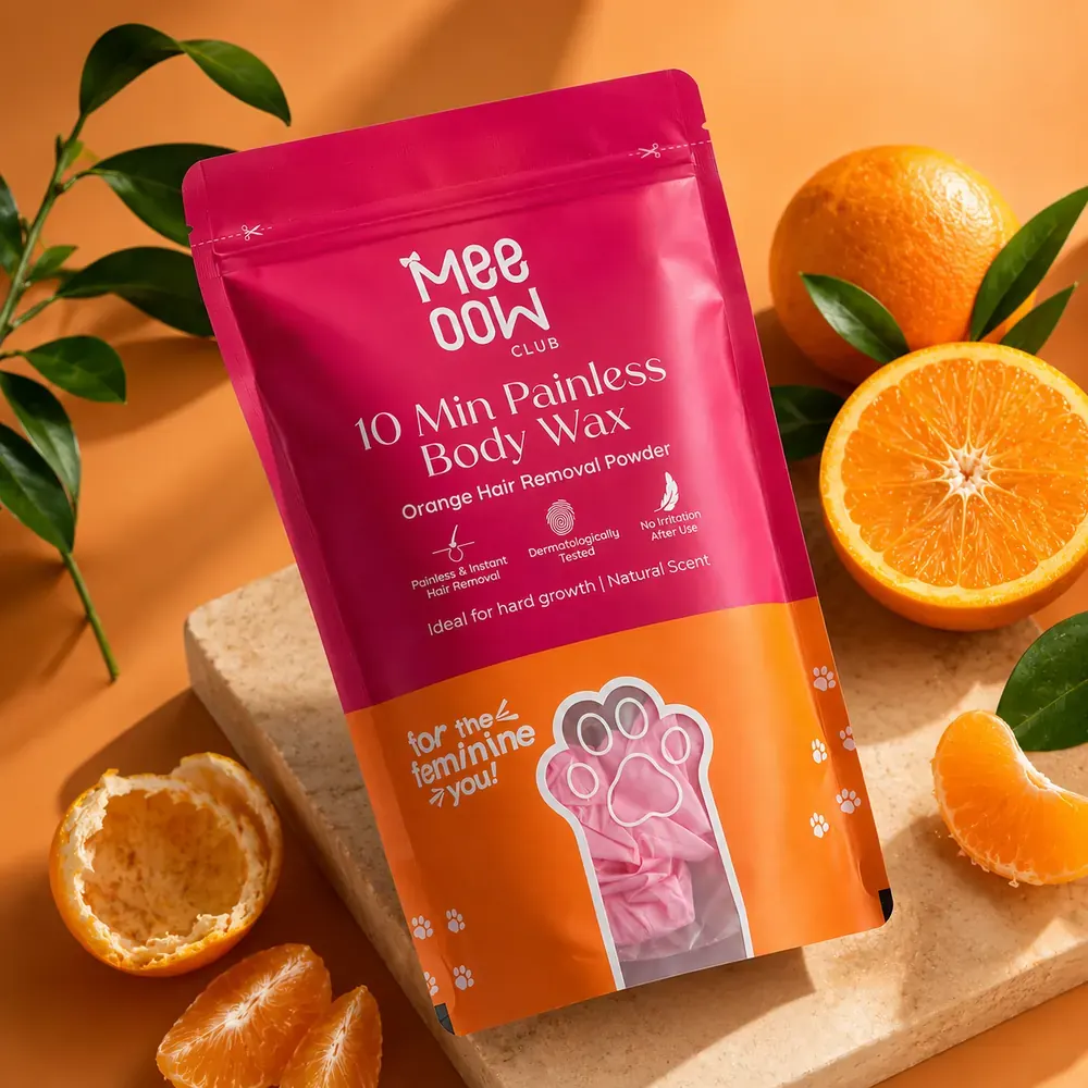 Meeoow Hair Removal Wax with orange ingredients
